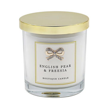 English Pear & Freesia Glass Cup Boutique Scented Candle