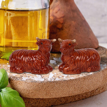 Ceramic Highland Cow Design Salt & Pepper Shakers