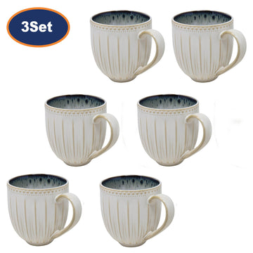 6Pcs Sandstone Reactive Glaze Round Bottom Mugs