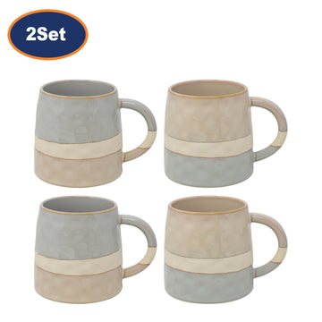 4Pcs Sandrift Reactive Glaze Flat Bottom Mug
