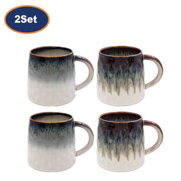 4Pcs Speckled Reactive Glaze Flat Bottom Mugs