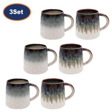 6Pcs Speckled Reactive Glaze Flat Bottom Mugs
