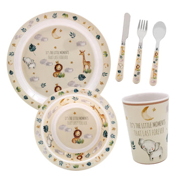 4Pcs Little Moments Bowl Plate Cup Cutlery Dinner Set