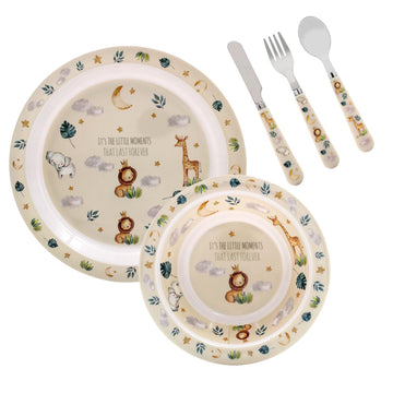 3Pcs Little Moments Soup Bowl Plate Cutlery Set
