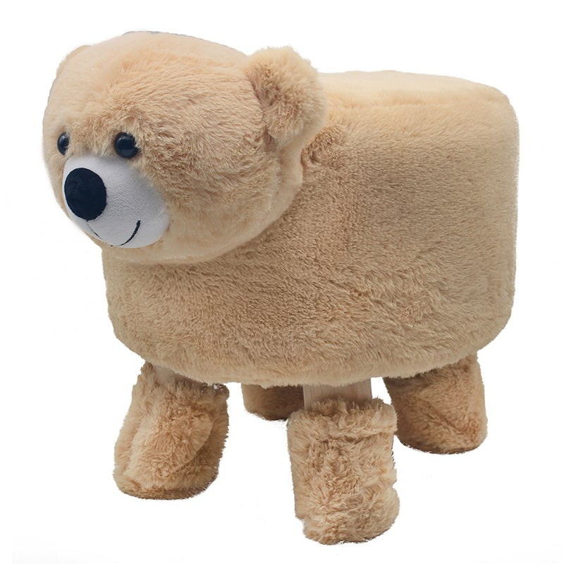 Beige Bear Pouffe Kids Cushion Stool