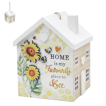 Yellow Bee Happy Honeycomb Floral Wooden Door Stopper