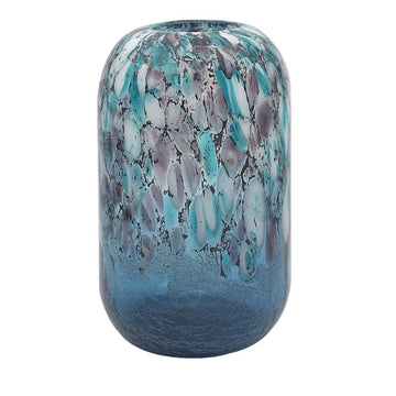 Small Turquoise Abstract Pattern Glass Vase