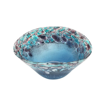 Medium Turquoise Abstract Pattern Glass Bowl