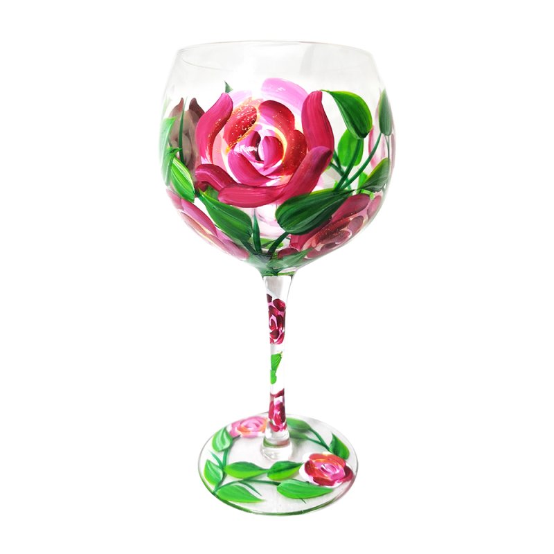 Cocktail Gin Glass Lynsey Johnstone Hand Painted Roses