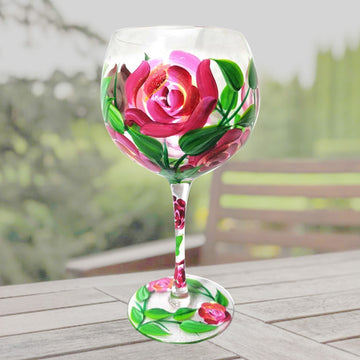 Cocktail Gin Glass Lynsey Johnstone Hand Painted Roses