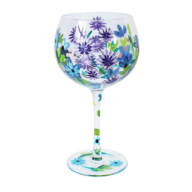 Cocktail Gin Glass Lynsey Johnstone Hand Painted Cornflowers