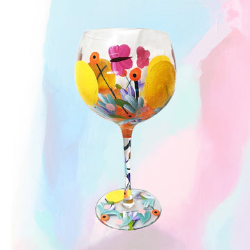 Cocktail Gin Glass Lynsey Johnstone Hand Painted Sunshine Delight Floral