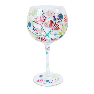Meadow Thistles Flowers Painted Balloon Gin Glass