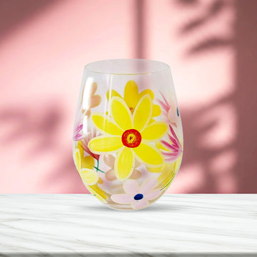 Stemless Gin Glass Lynsey Johnstone Hand Painted Daffodils