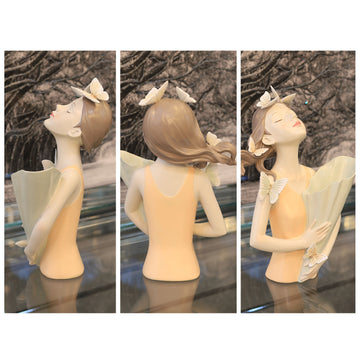 32cm Peach Resin Butterfly Fairy Figurine