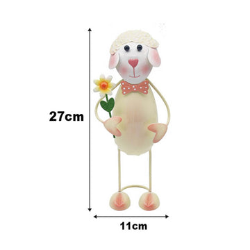 27cm Bright Eyes White Sheep Garden Ornament