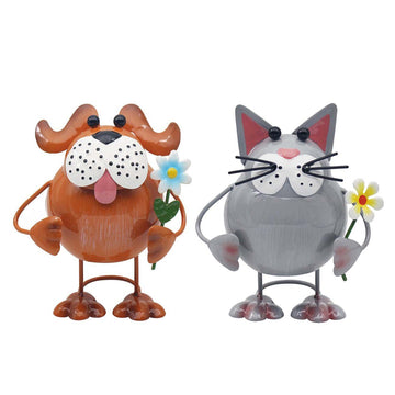 Bright Eyes Small Dog & Cat Metal Garden Ornaments Set