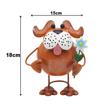 18cm Bright Eyes Brown Dog Garden Ornament