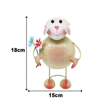 18cm Bright Eyes White Sheep Garden Ornament