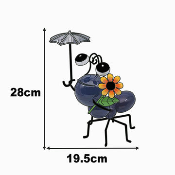 Bright Eyes Blue Ant with Umbrella Garden Ornament