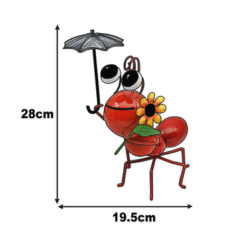 Bright Eyes Orange Ant with Umbrella Garden Ornament