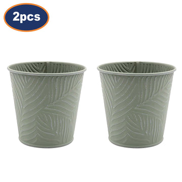 2Pcs 0.6L 11cm Pastel Green Metal Planters