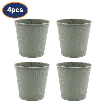 4Pcs 0.6L 11cm Pastel Green Metal Planters