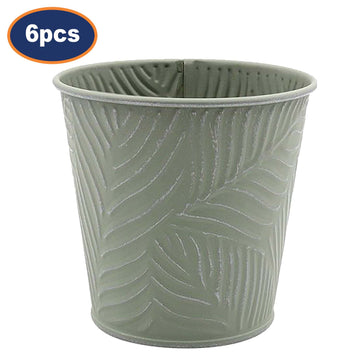 6Pcs 0.6L 11cm Pastel Green Metal Planters