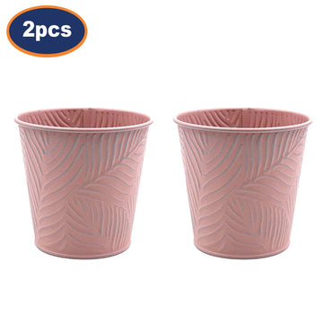 2Pcs 0.6L 11cm Pastel Pink Metal Planters
