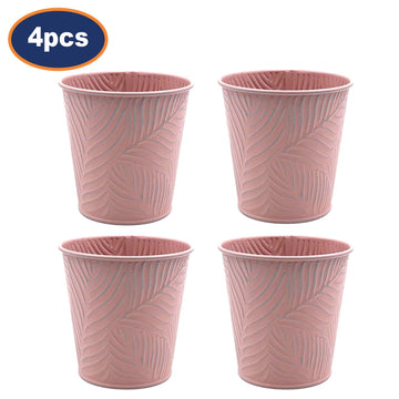 4Pcs 0.6L 11cm Pastel Pink Metal Planters