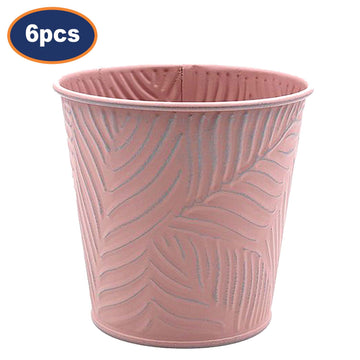 6Pcs 0.6L 11cm Pastel Pink Metal Planters