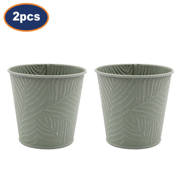 2Pcs 1.1L 14cm Pastel Green Metal Planters