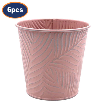 6Pcs 1.1L 14cm Pastel Pink Metal Planters