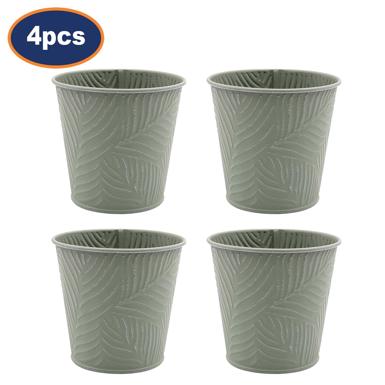 4Pcs 2.3L 16cm Pastel Green Metal Planters