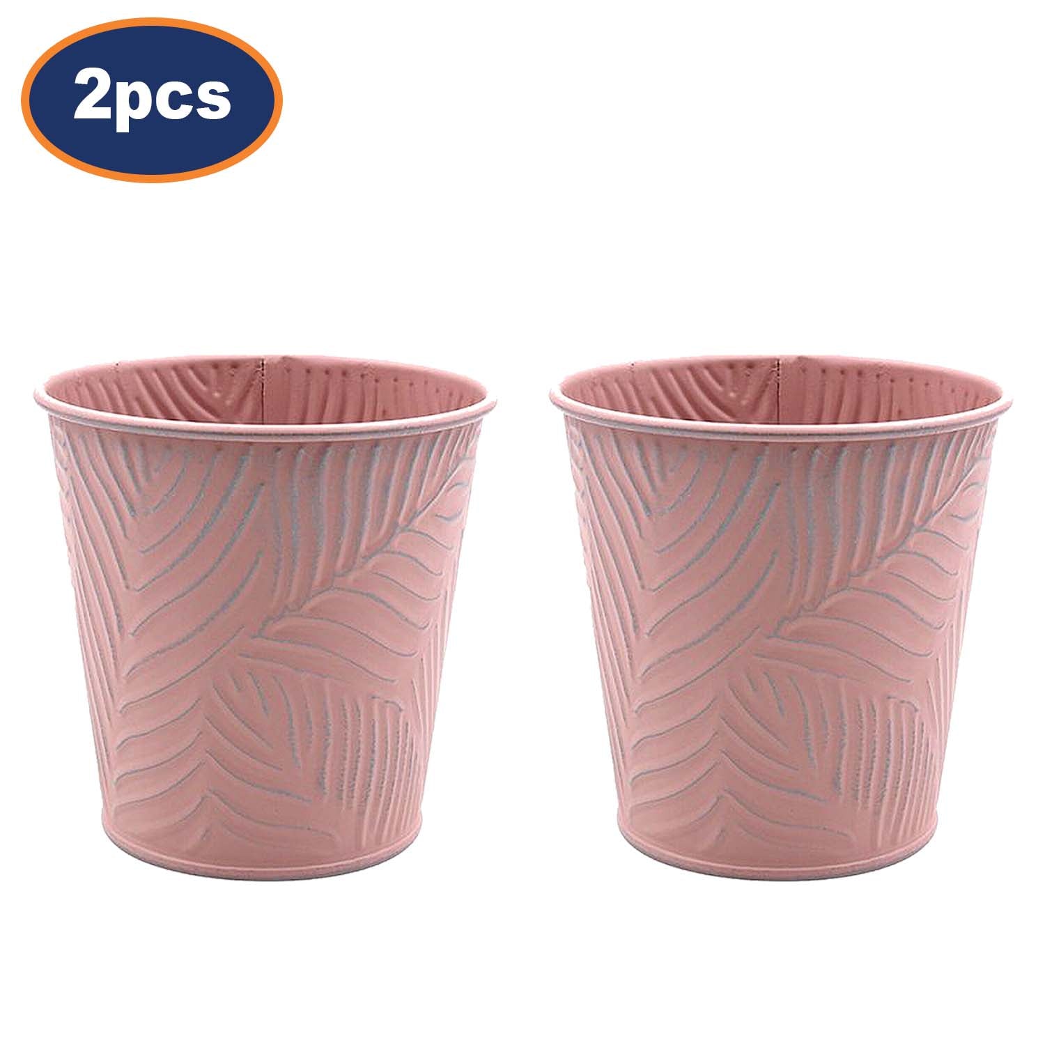 2Pcs 2.3L 16cm Pastel Pink Metal Planters