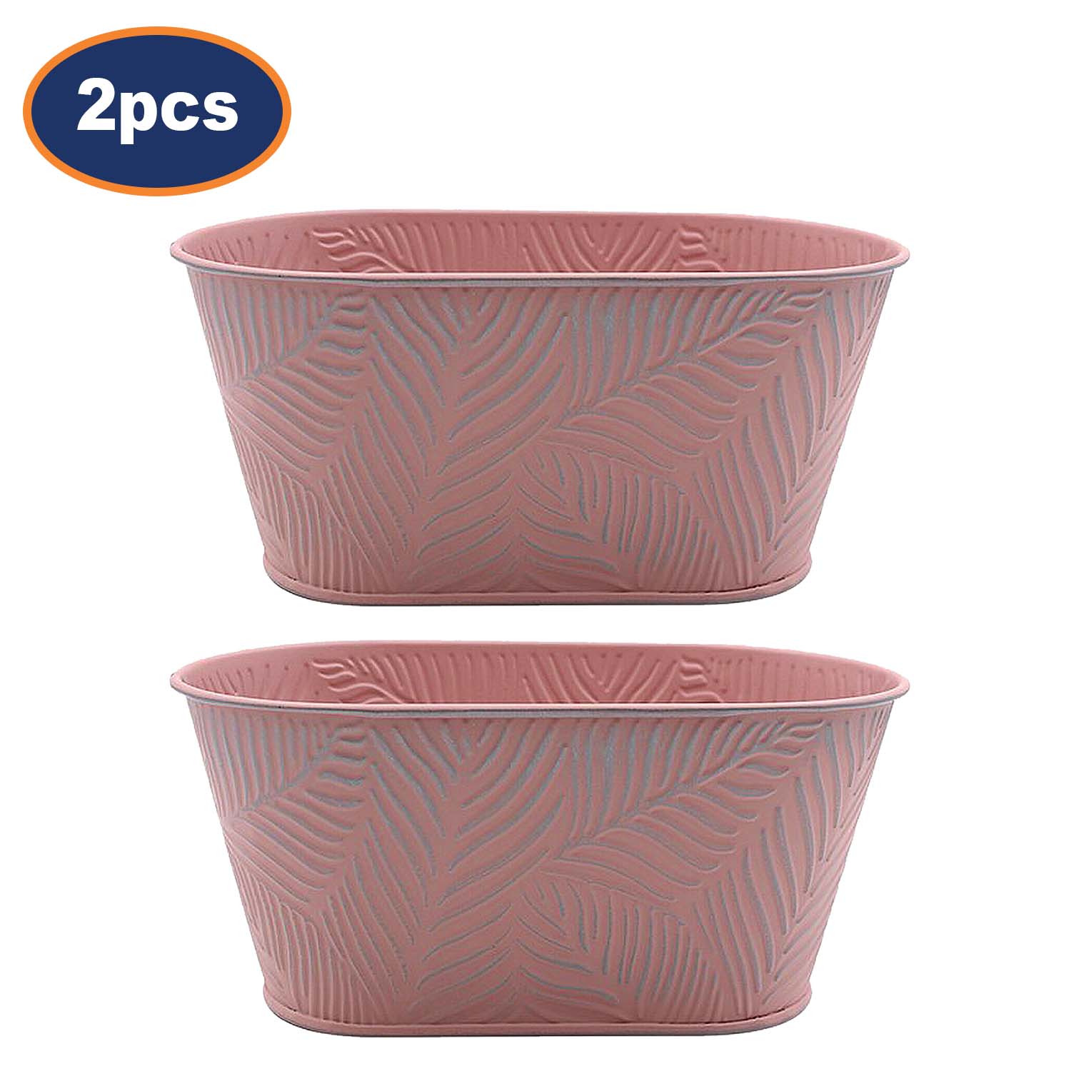 2Pcs 1.5L 23cm Pastel Pink Leaf Pattern Trough Planters