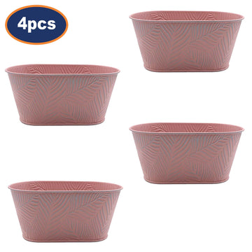 4Pcs 2.7L 29cm Pastel Pink Leaf Pattern Trough Planters