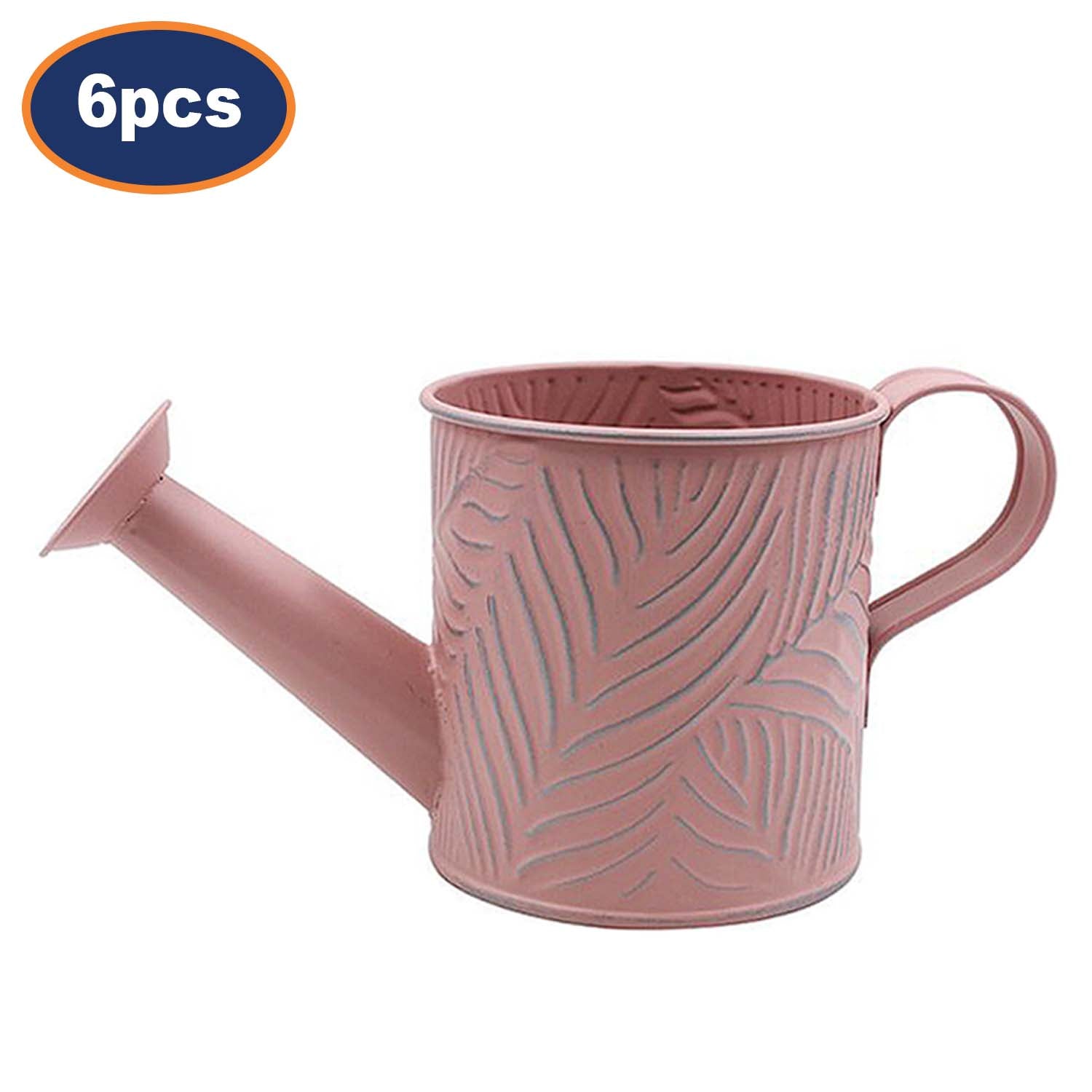 6Pcs 1.1L 11cm Pastel Pink Metal Watering Cans