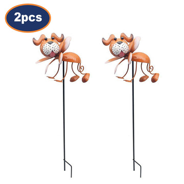 2Pcs Bright Eyes Brown Dog Garden Ornaments