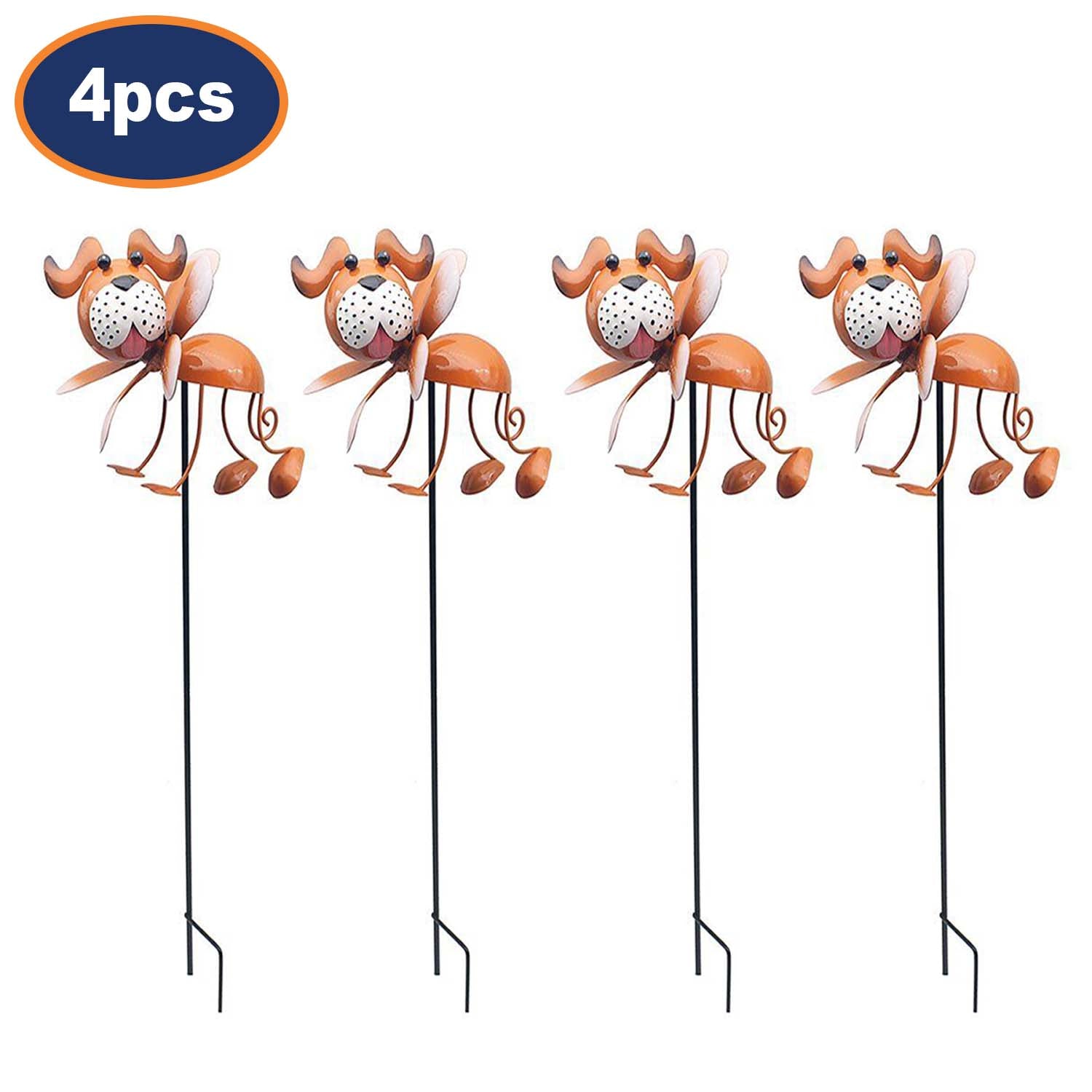 4Pcs Bright Eyes Brown Dog Garden Ornaments