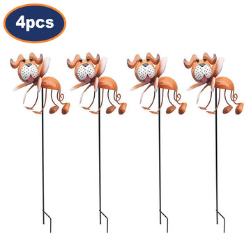 4Pcs Bright Eyes Brown Dog Garden Ornaments