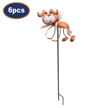 6Pcs Bright Eyes Brown Dog Garden Ornaments