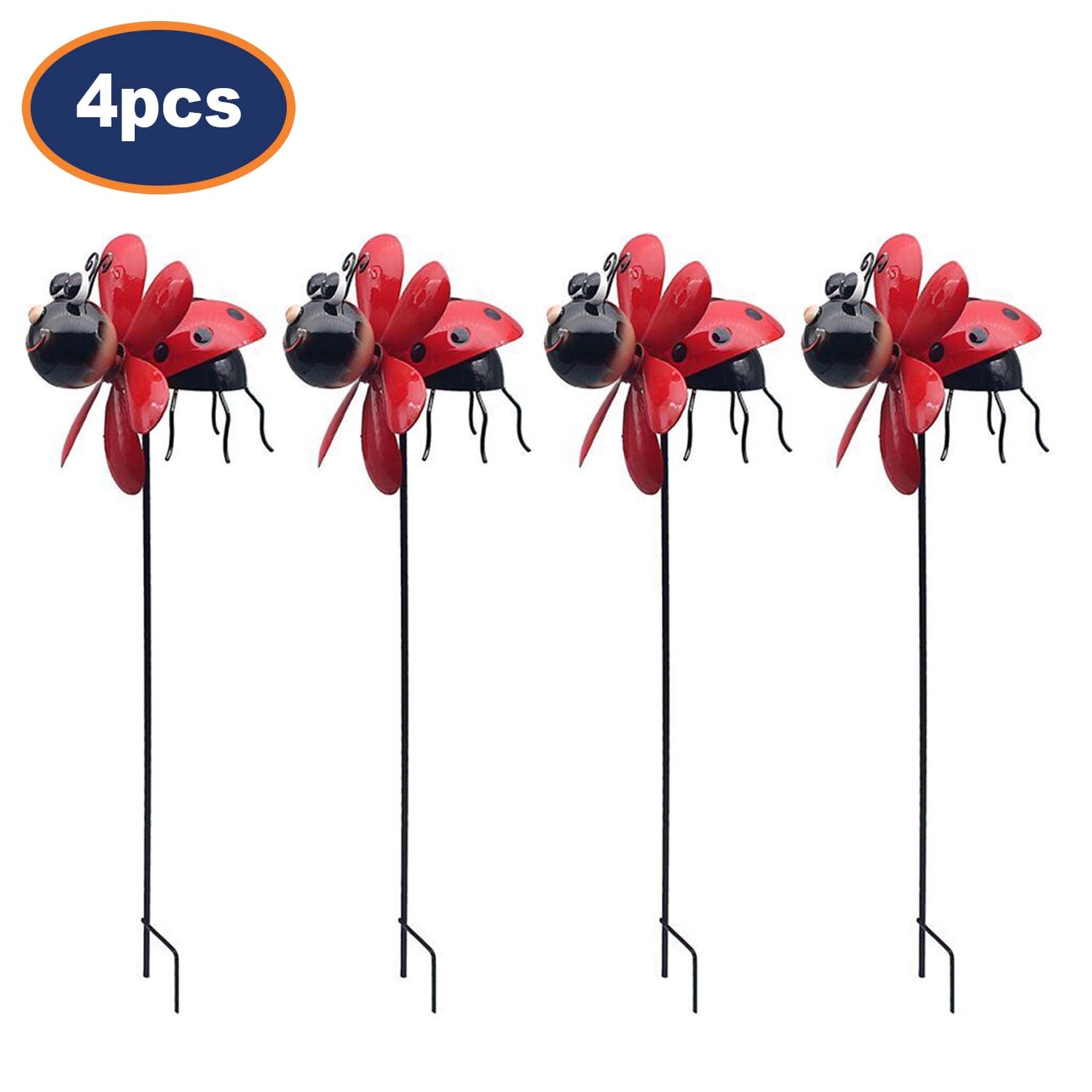 4Pcs Bright Eyes Red Ladybird Garden Ornaments