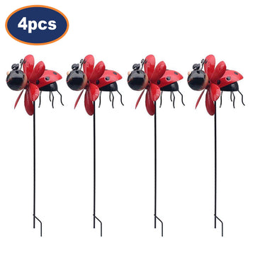 4Pcs Bright Eyes Red Ladybird Garden Ornaments