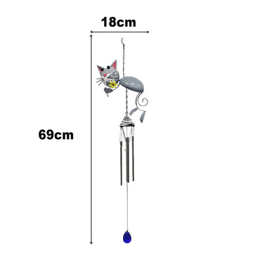 Bright Eyes Grey Cat Garden Wind Chime
