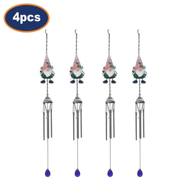 4Pcs Bright Eyes Pink Gnome Garden Wind Chimes