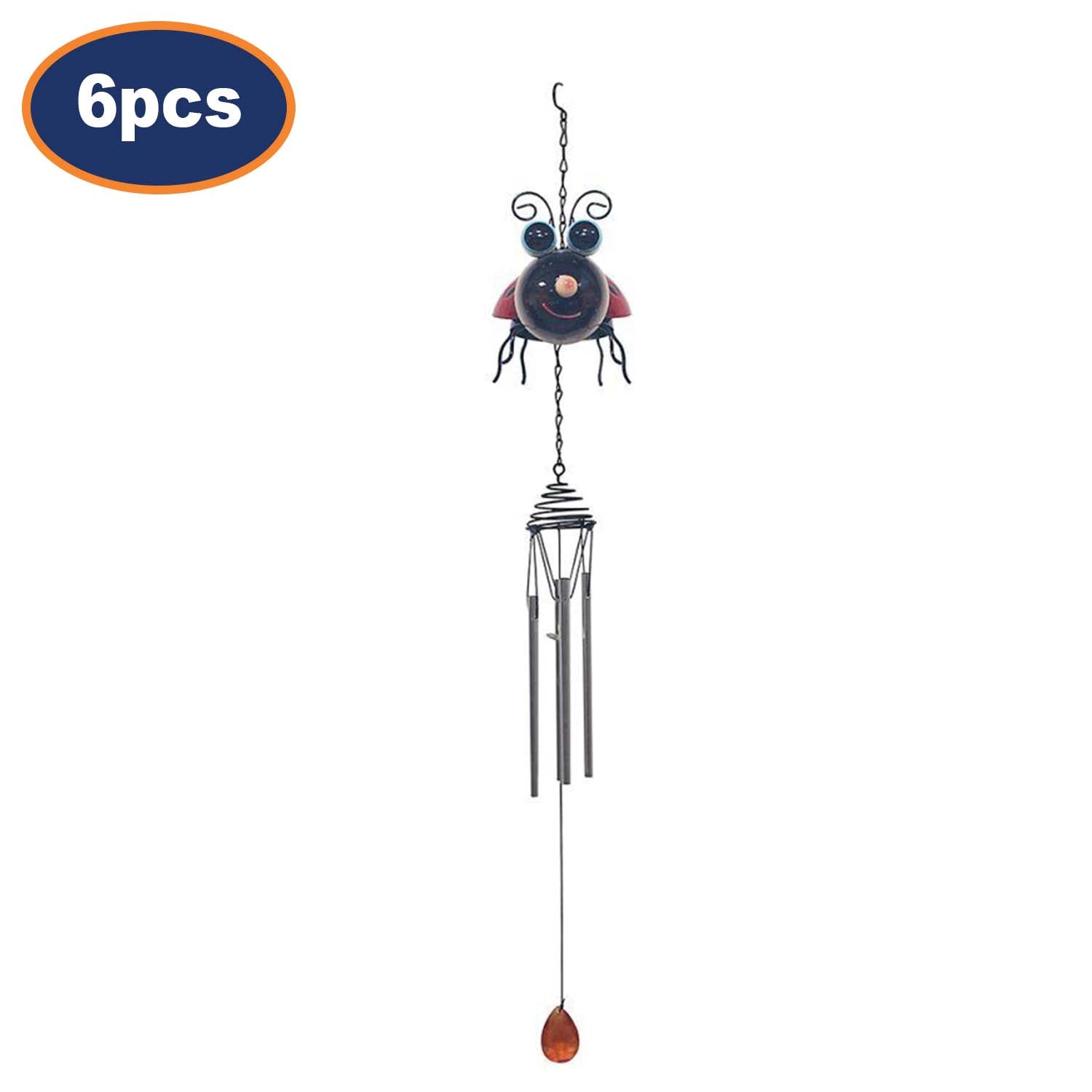 6Pcs Bright Eyes Red Ladybird Garden Wind Chimes