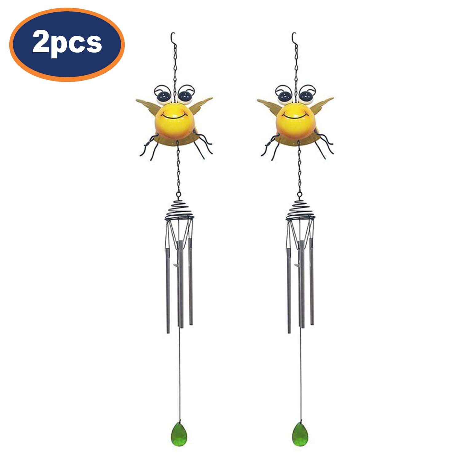 2Pcs Bright Eyes Yellow Bee Garden Wind Chimes