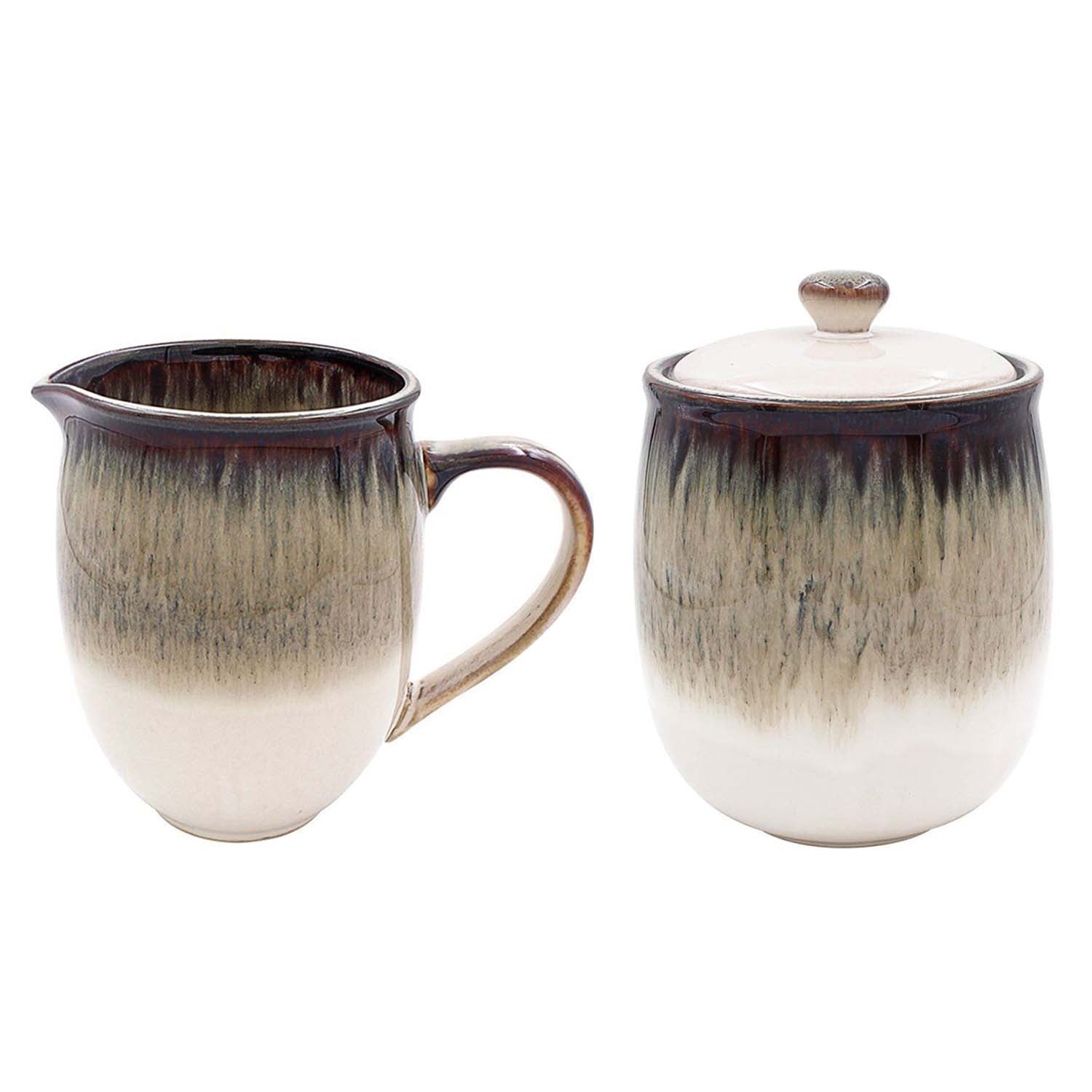 2pc Set Ceramic Reactive Glaze 700ml Jug & 1L Canister Set