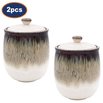 2Pcs 1L Ceramic Reactive Glaze Multipurpose Canisters